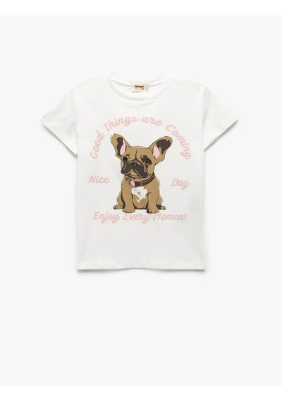 Koton Ekru Kız Çocuk T-shirt 5skg10256ak Ekru