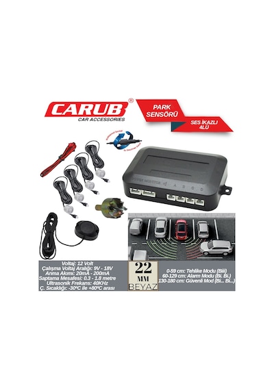 Carub Park Sensörü Ses İkazlı Beyaz 22 Mm 4 Lü Br0015920
