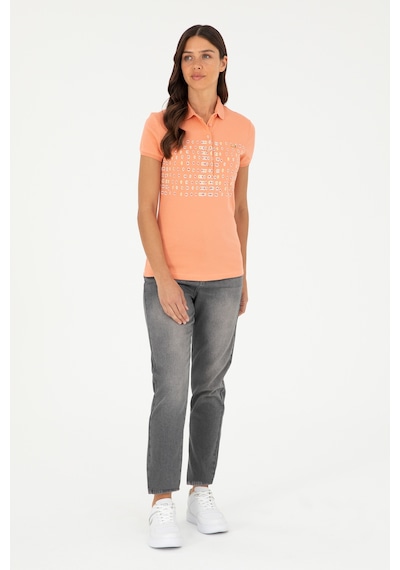 U.S. Polo Assn. Kadın Somon Polo Yaka Tişört 50282885-VR047