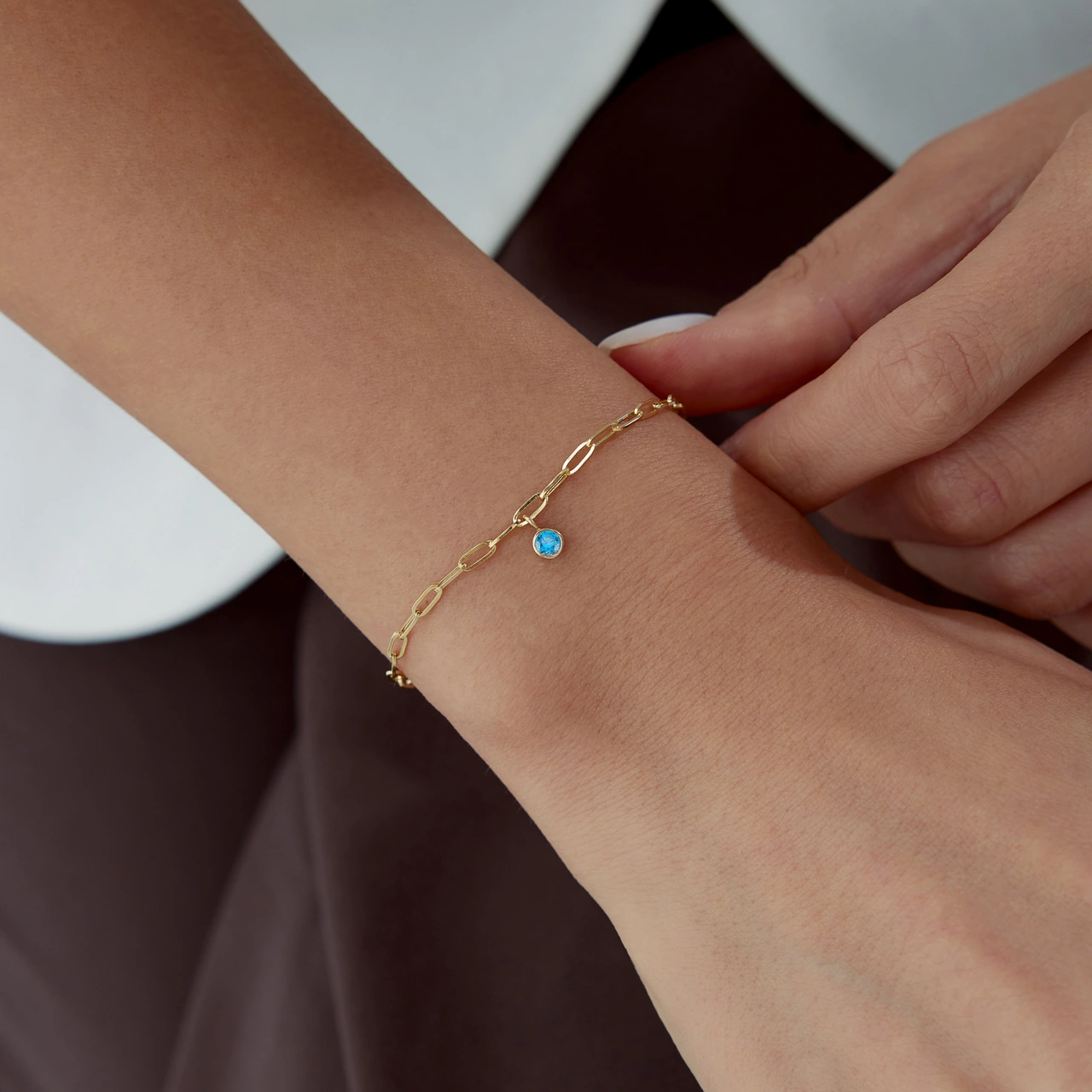 Balık Burcu Aquamarine Ataç Bileklik Sarı