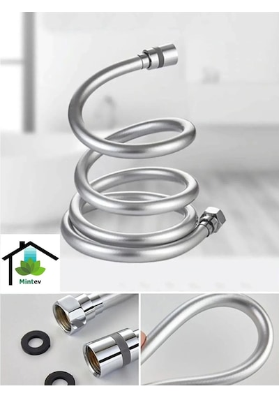 Mintev Gri Pvc Malzeme Ultra Dayanıklı Kırılmaz Patlamaz Kaliteli Banyo Duş Hortumu Gri