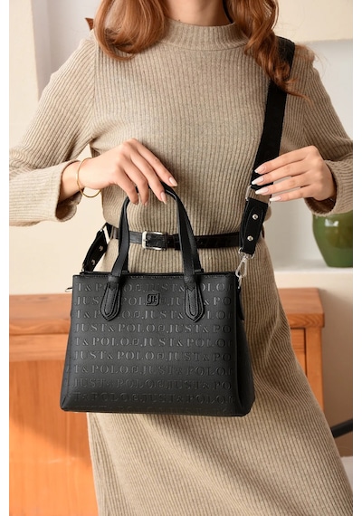 Just Polo Kadın Yeni Sezon Kabartma Desenli El Ve Omuz Çantası 234113mh Siyah