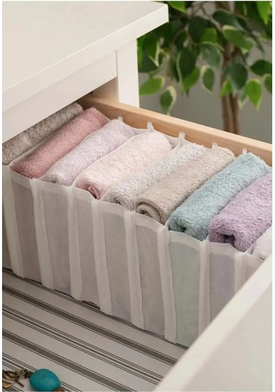 5 Adet Kumaş Lüks Çekmece Içi Akordiyon Bölmeli Organizer-16x43x14 Cm 5 Adet Kumaş Beyaz Tr Diğer