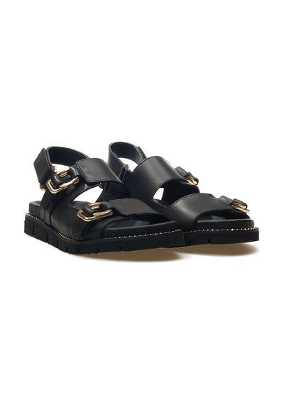 Venüs Kadın Hakiki Deri Toka Detaylı Casual Sandalet 25y 25440013y Z Siyah Siyah