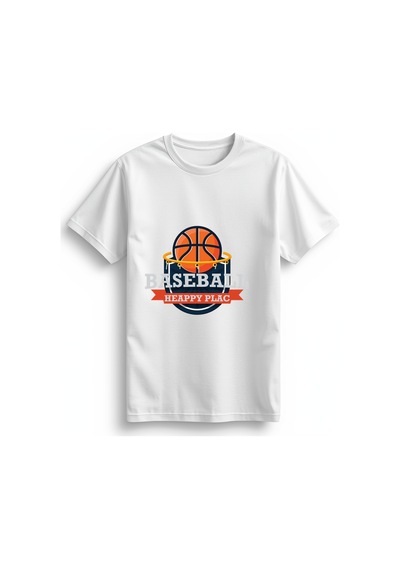 Paybuy Kadın Basketbol Baskılı Günlük Tişört Yuvarlak Yaka Kısa Kol %100 Beyaz