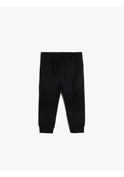 Koton Jogger Eşofman Altı Beli Bağlamalı Pamuklu Siyah 5wmb40031tk Siyah