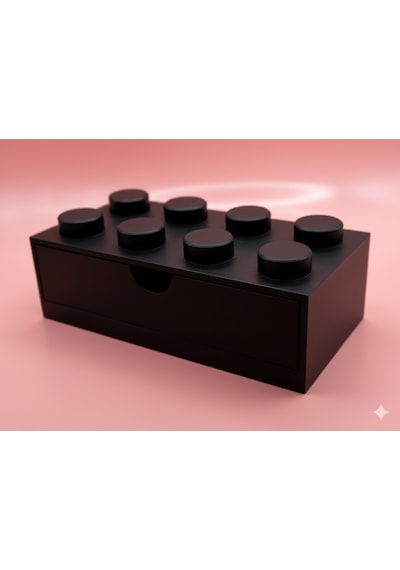 Lego Tasarımlı Mini Çekmece 4x2 Masaüstü Düzenleyici Dekoratif Saklama Kutusu Siyah