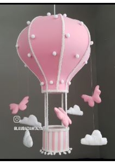 Kapadokya Balon Avize Pembe Ponponlu