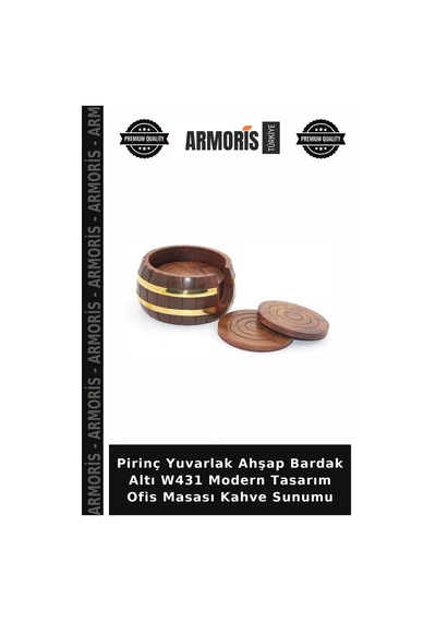 Pirinç Yuvarlak Ahşap Bardak Altı W431 Modern Tasarım Ofis Masası Kahve Sunumu Çok Renkli