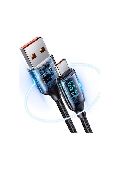 Usams US-Sj544 Dijital Göstergeli Çipli Örgülü PD 66 W USB To Type-C Şarj ve Data Kablosu 1.2 M