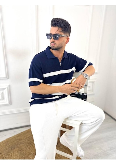 T-shirt Nefes Alabilen Terletmez Polo Yaka Tshirt Slim Fit Tişört Lacivert