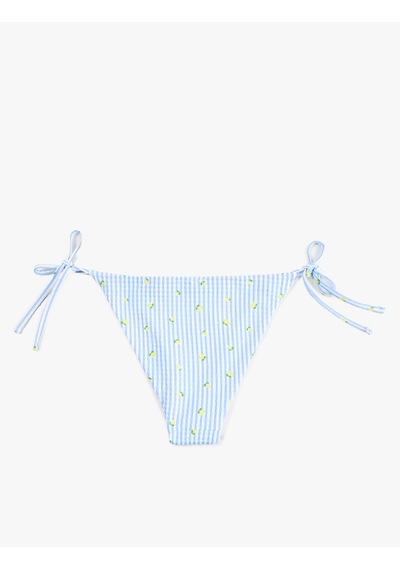 Koton Yanları İpli Limon Baskılı Pötikareli Bikini Altı Beyaz Desenli 6sak00073mm