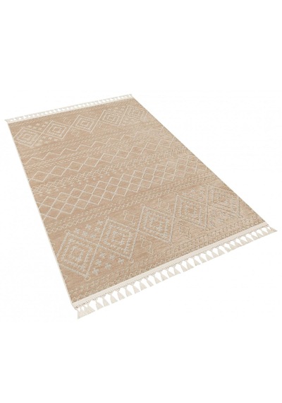 Decoser Halı Garden Serisi 11-bej Etnik İskandinav Desenli Koridor Salon Oturma Odası Kilim Halısı Bej