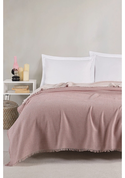 Eponj Home Pike Örtüsü Çift Kişilik Waffle Pudra Pudra