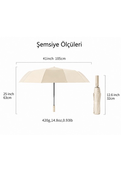 Aventus Umbrella Aventus 12tellı Uv Korumalı Extra Büyük Çaplı Şemsiye Krem