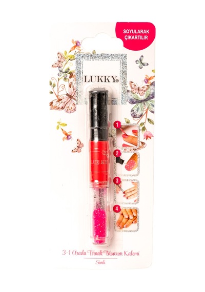 Lukky 3'ü 1 Arada Tırnak Tasarım Kalemi Fuşya