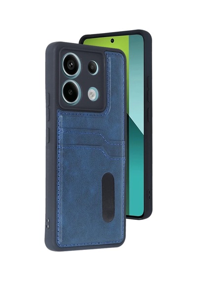Xiaomi Redmi Note 13 Pro 4g Kılıf Sara Kartvizitli Deri Kılıf - Lacivert -