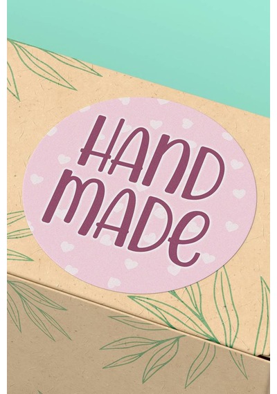 Pembe Kalpli Hand Made Sticker 3x3cm St2349 Çok Renkli