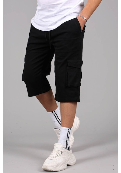 Madmext Siyah Gabardin Kargo Cep Erkek Kapri Şort 5754