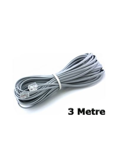 Telefon Kablosu 3 Metre Jacklı Rj11 Köken Kablo Adsl Modem Kablo