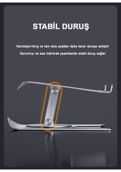 Mc-h20-1 Aluminyum 360 Döner, Katlanır,yükseklik Ve Açı Ayarlı Laptop, Notebook,tablet Standı Gümüş
