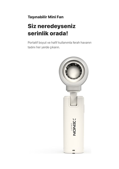Xenon Smart Taşınabilir Şarjlı 5 Kademeli El Fanı 7 Saat Kullanım 14000 Rpm Sessiz Mini Vantilatör X6101