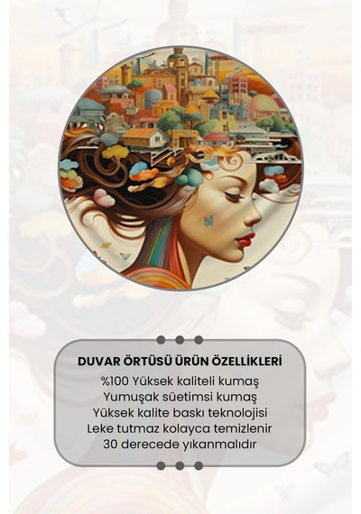 Renkli Kadın Silüet Desenli Duvar Halısı Duvar Örtüsü Tapestry Süet Dokulu Kumaş