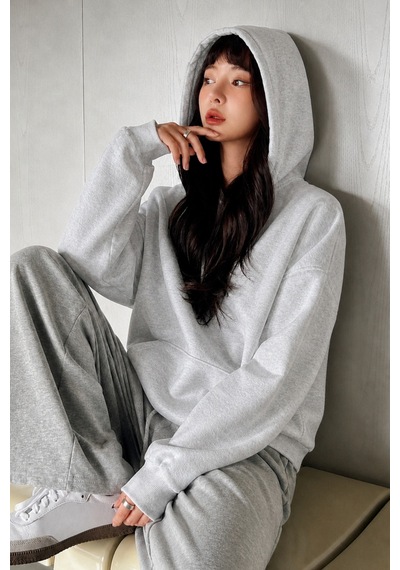 Cool Tarz Kadın Oversize Hoodie Sweatshirt Kapüşonlu Kanguru Cepli Gri Gri