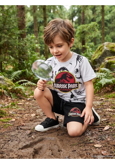 Jurassıc World Jurassic World 2-9 Yaş 2 Li Şortlu Takım - Beyaz Beyaz - Siyah