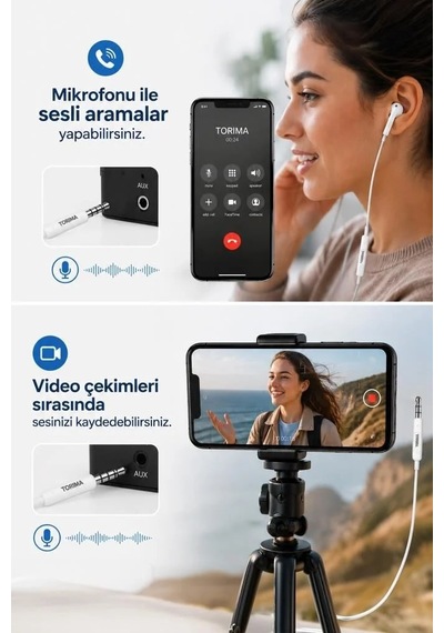 Premium Telefon Mikrofonlu Ses Kablolu Kulaklık Girişli Kulakiçi Kulaklık Yd20 Beyaz