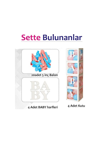 Cinsiyet Belirleme Parti Seti Baby Kutu,fon Perde, Folyo Balon Ve Balon Zincir Seti Konsept 2