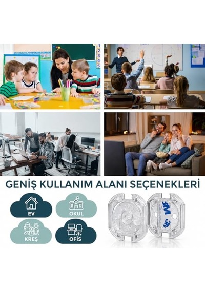 Şeffaf Otomatik Kapanan Priz Koruyucu 4 Adet Çocuk Ve Bebek Güvenlik Kapağı 3m Yapışkanlı Priz Koruma Kil
