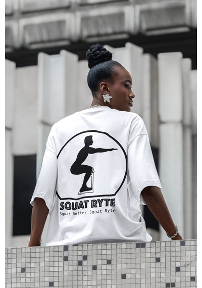 Squat Better Squat Ryte Sırt Baskılı Unisex Oversize Fitness Body Beyaz