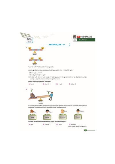 8. Sınıf LGS Fen Bilimleri Sınav KoçU PEKİŞTİRME&PERFORMANS Soru