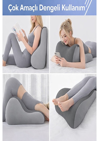 Viscoform Curve Ortopedik Bel & Bacak Destek Yastığı Visco Memory Foam Ergonomik Tasarım Gri