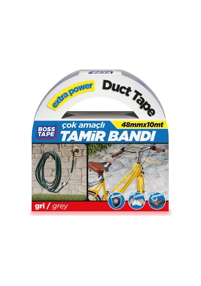 Boss Tape Kanal Tamir Bandi, 10 Metre Uzunluk X 48 Mm Kalinlik, Gri