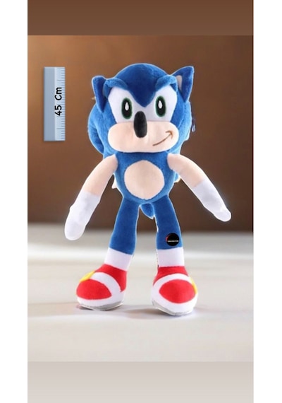 Sevimli Sonic Peluş Oyuncak Büyük Boy 45 Cm Hediyelik Uyku Arkadaşı Mavi