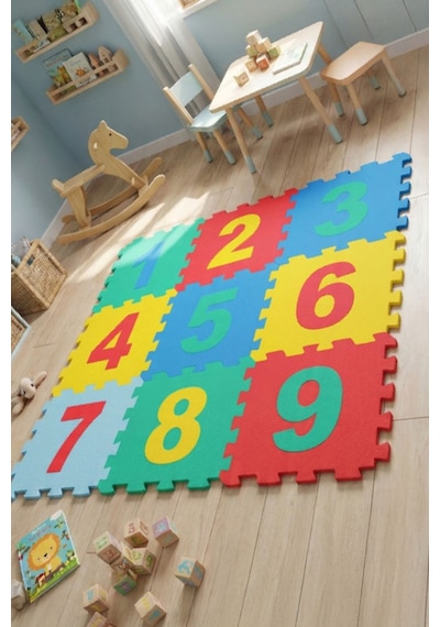9 Parça Sayılar Puzzle Yer Matı Hem Öğretir Hem Oyun Alanı Hazırlar Oyun Matı Puzzle