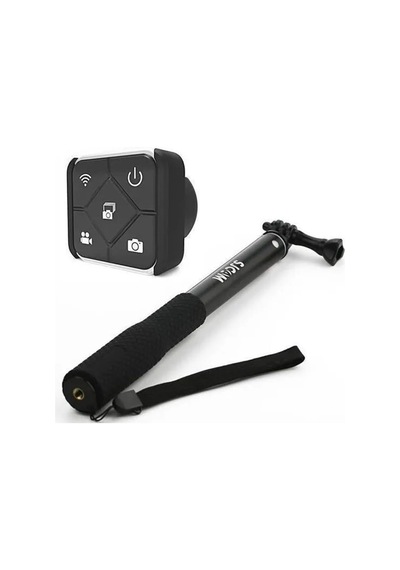Aksiyon Kameraları 1/4 Vida Uyumlu Uzaktan Kumandalı Rf Remote Control Kademeli Monopod Selfie Çubuğu Siyah
