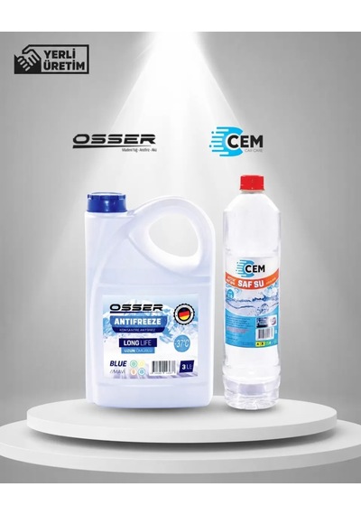 Cem Car Care Saf Su Ütü Ve Akü Suyu 1 Lt , Osser Antifriz 3 Lt Mavi -37 Derece
