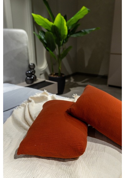 Kiremit 4 Katlı Müslin Yastık Kılıfı 50x70cm 2adet