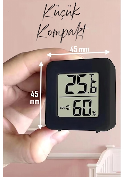 4 Adet Mini Sıcaklık Nem Ölçer Lcd Ekran Oda Termometre Duvara Takılabilen Masaüstü Higrometre Siyah