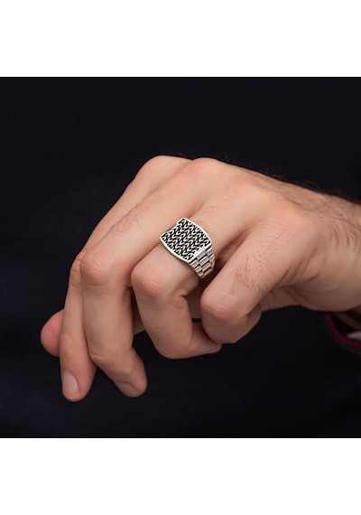 Kordon Modeli Taşsız 925 Gümüş Erkek Yüzük