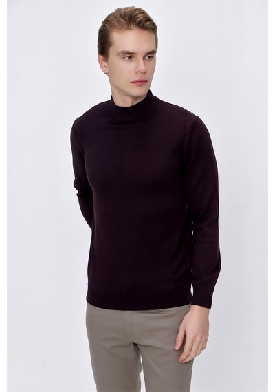 Morven Basic Dinamik Fit Rahat Kesim Yarım Balıkçı Yaka Triko Kazak 99kc017002309 Mor