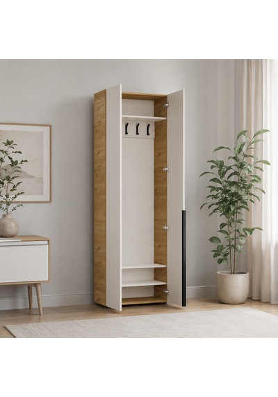 Porto 3 Bölmeli 5 Askılı Vestiyer - Florida Meşe/vizon 72x210x34 Cm