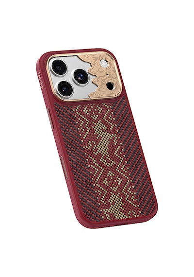 İphone 17 Pro Max Kılıf M-safe Uyumlu Karbon Fiber Benks Knight Armorpro Kevlar Kapak Kırmızı