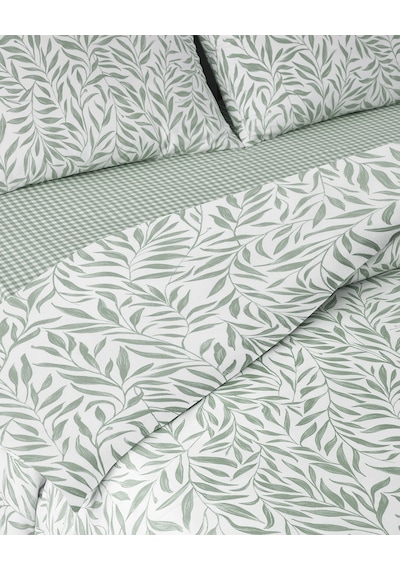 English Home Leaf Dream Kolay Ütülenir Tek Kişilik Çarşaflı Nevresim Takımı 160x220 Cm Yeşil Yeşil