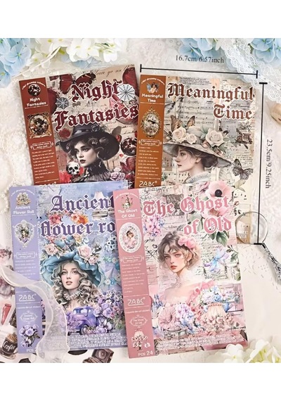 Kolbi Craft 24 Sayfa Washi Vinatge Retro Sticker Bullet Journal Scrapbook Laptop Renkli 3 Adet Çok Renkli
