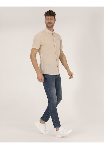 Pierre Cardin Erkek Bej Kısa Kollu Gömlek 50268184-vr011 Bej