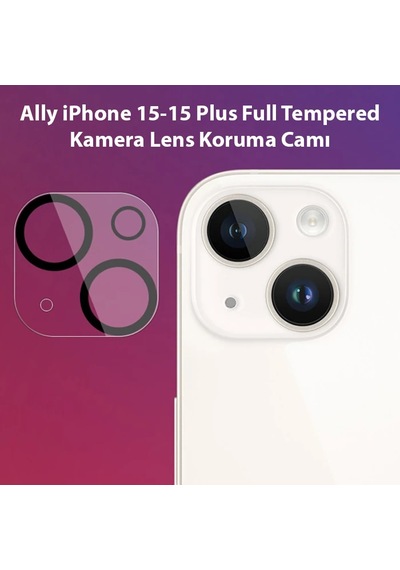 Ally Apple İphone Uyumlu 15-15 Plus Full Tempered Kamera Lens Koruma Camı- 5775